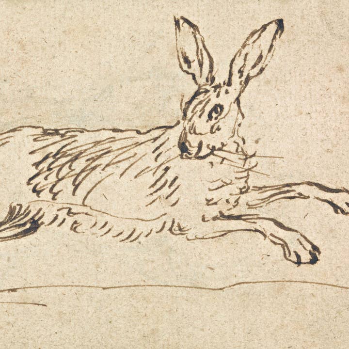 Vintage Inspired Hare Running Art Print