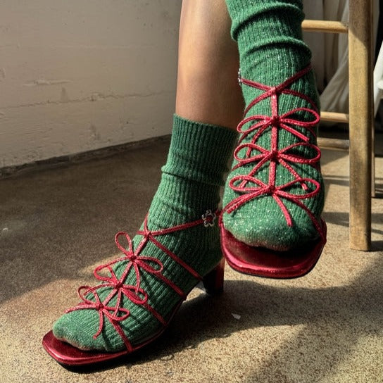 Green Sparkly Holiday Socks