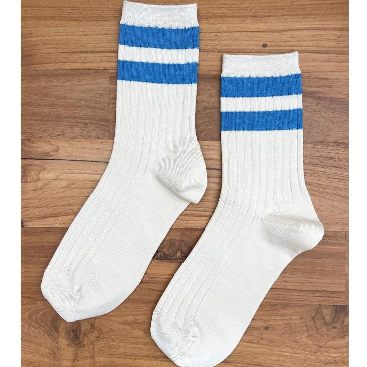 Blue Ribbed Striped Socks