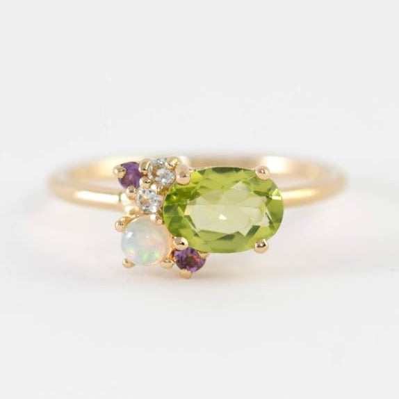 Peridot Gemstone Cluster Ring at Golden Rule Gallery