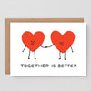 Two Hearts Holding Hands Love Greeting Card
