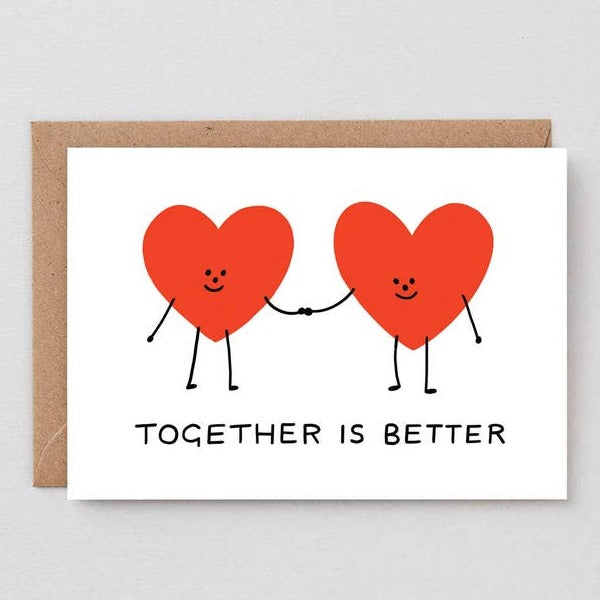 Two Hearts Holding Hands Love Greeting Card