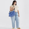 Model with Baggu Large Cargo Bag in Pansy Blue