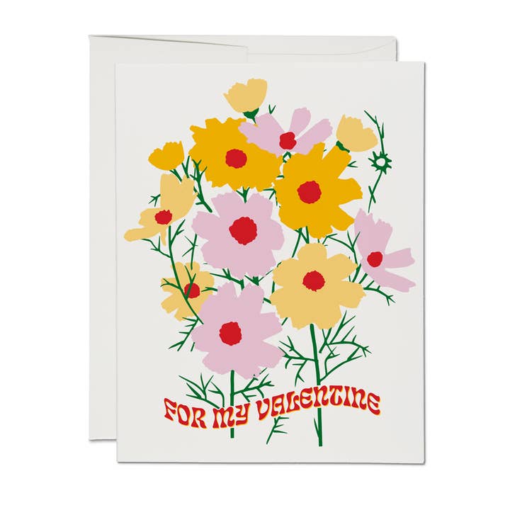 For My Valentine Card with Bouquet of Bright Flowers by Red Cap Cards Found At Golden Rule Gallery in Excelsior, Minnesota.