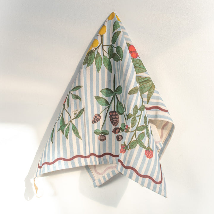 Striped Fruit Tea Towel with Organic Cotton