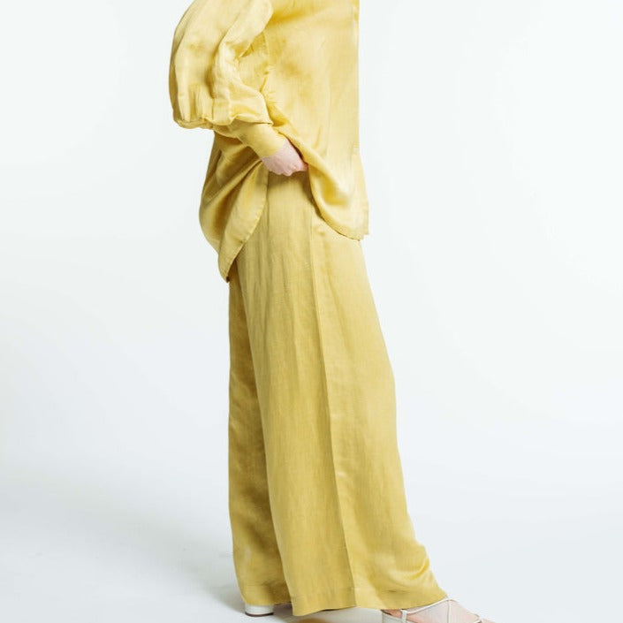 High Waisted Hepburn Pants in Yellow by Laude the Label