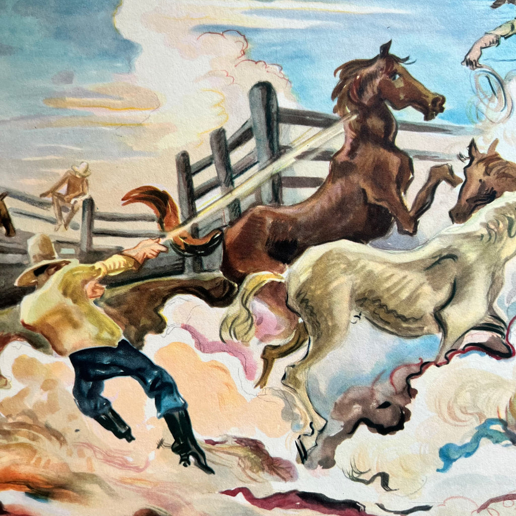 1930s Vintage Cowboy and Horse Art Print