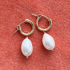 Gold Hoop Pearl Earrings