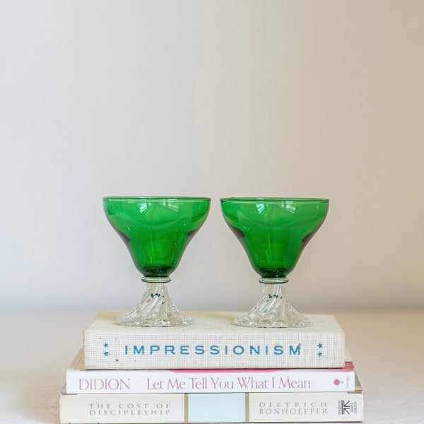Set of Two Emerald Green Parfait Glasses