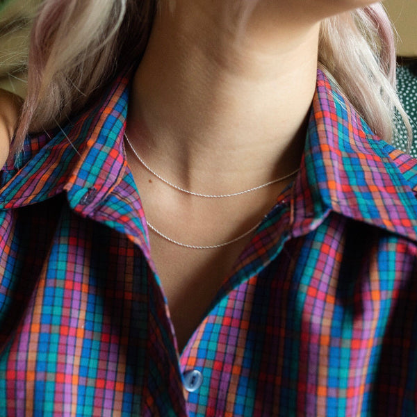 Sterling Silver Dainty Layering Chain on Model