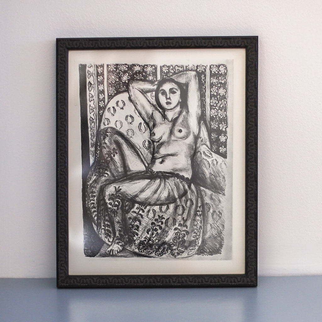 Vintage 1974 Henri Matisse "Odalisque" Portrait Black and White Nude Art Print at Golden Rule Gallery in Excelsior