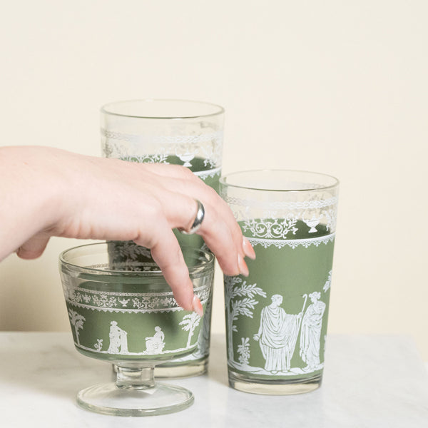 Vintage Sage Green Wedgwood Hellenic Glasses