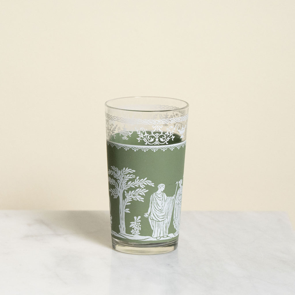 Decorative glass with classical design on a light beige background