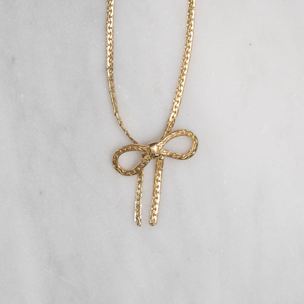 Gold Braided Bow Necklace by J'adore Beddor Vintage