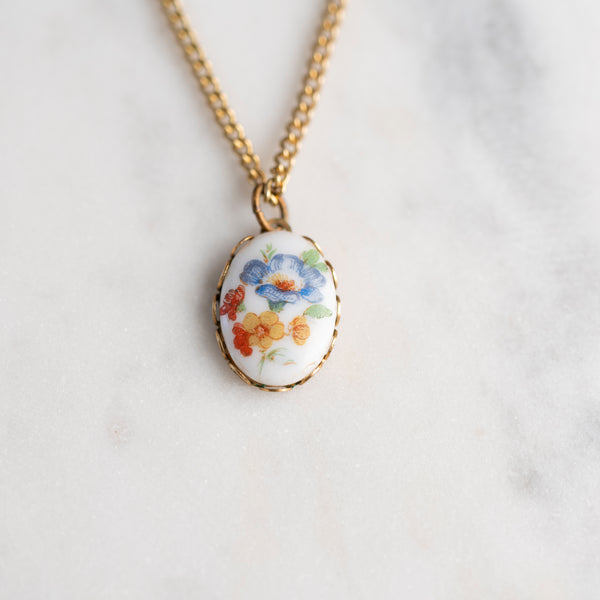 Colorful Vintage Flower Necklace on Gold Chain From Jadore Beddor Vintage
