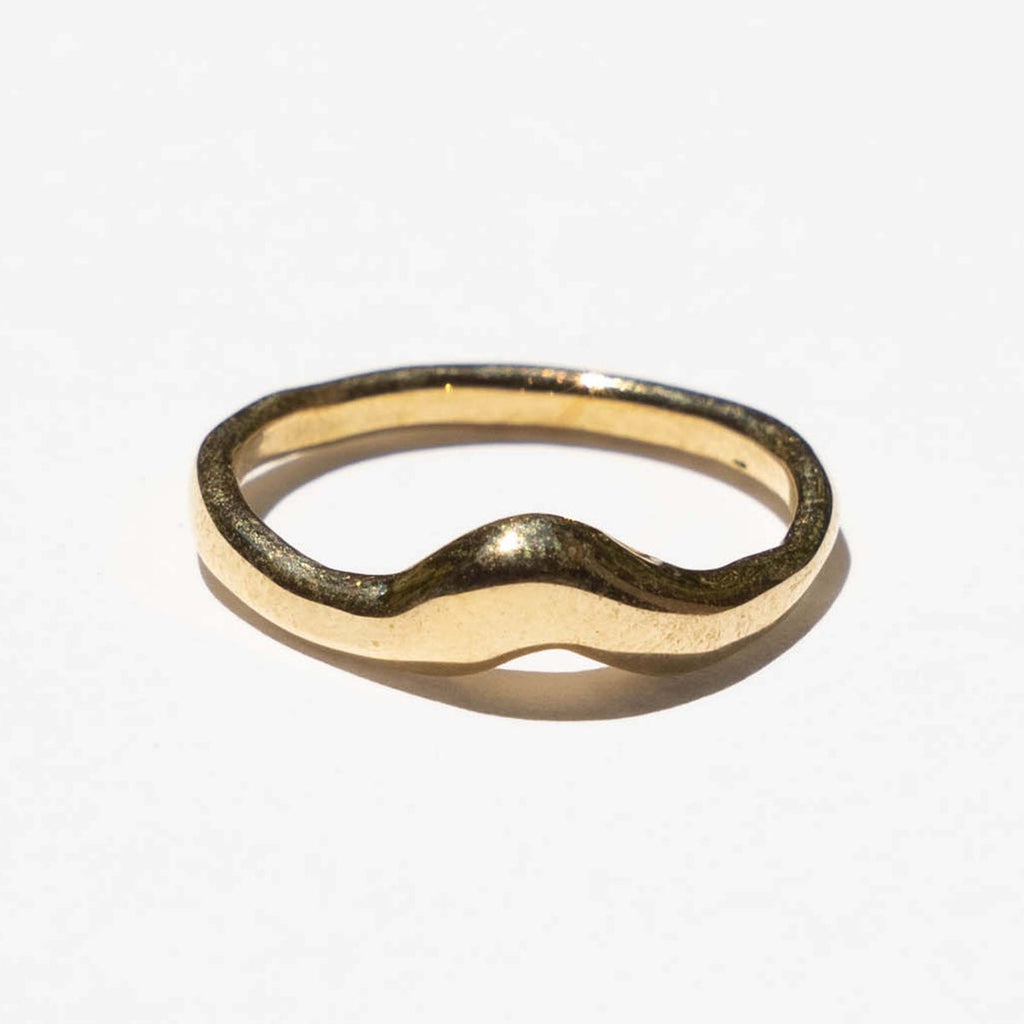 Minimalist solid brass wave ring