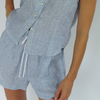 Blue and White Linen Striped Top at Golden Rule Gallery