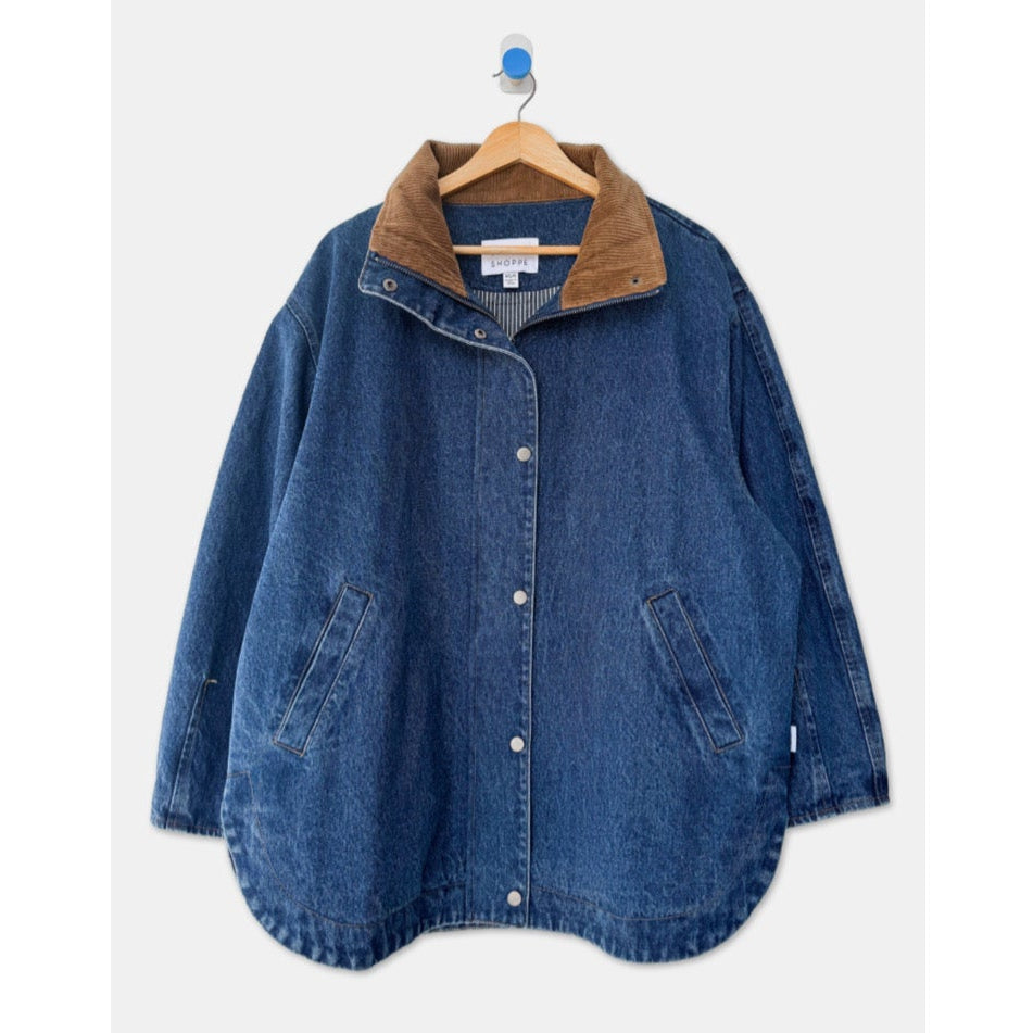 100% cotton denim blair jacket by le bon shoppe