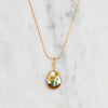 Van Gogh Sunflowers Painting on Real Pearl Necklace With Gold Chain
