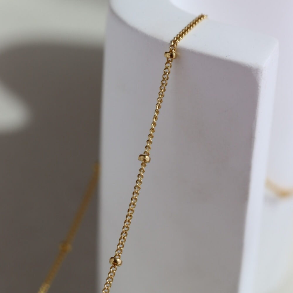 Classic Beaded Polka Dot Chain Necklace in Gold