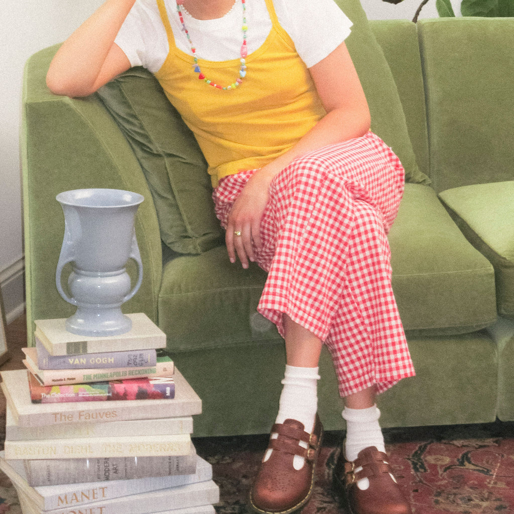 Red Gingham Pants For Spring