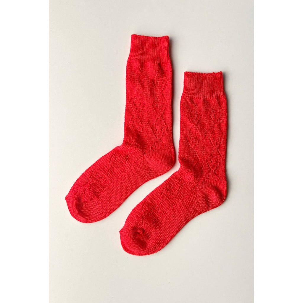 Red Crochet Eyelet Socks by Le Bon Shoppe at Golden Rule Gallery