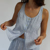Scoop Neck Linen Button Sleeveless Top by Na Nin