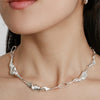 Close up of Tidal Necklace in Silver by Wolf Circus