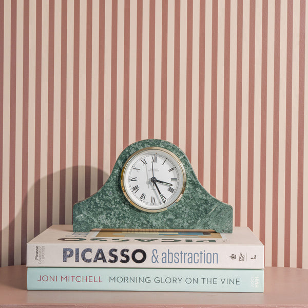 Vintage Green Marble Mantle Clock