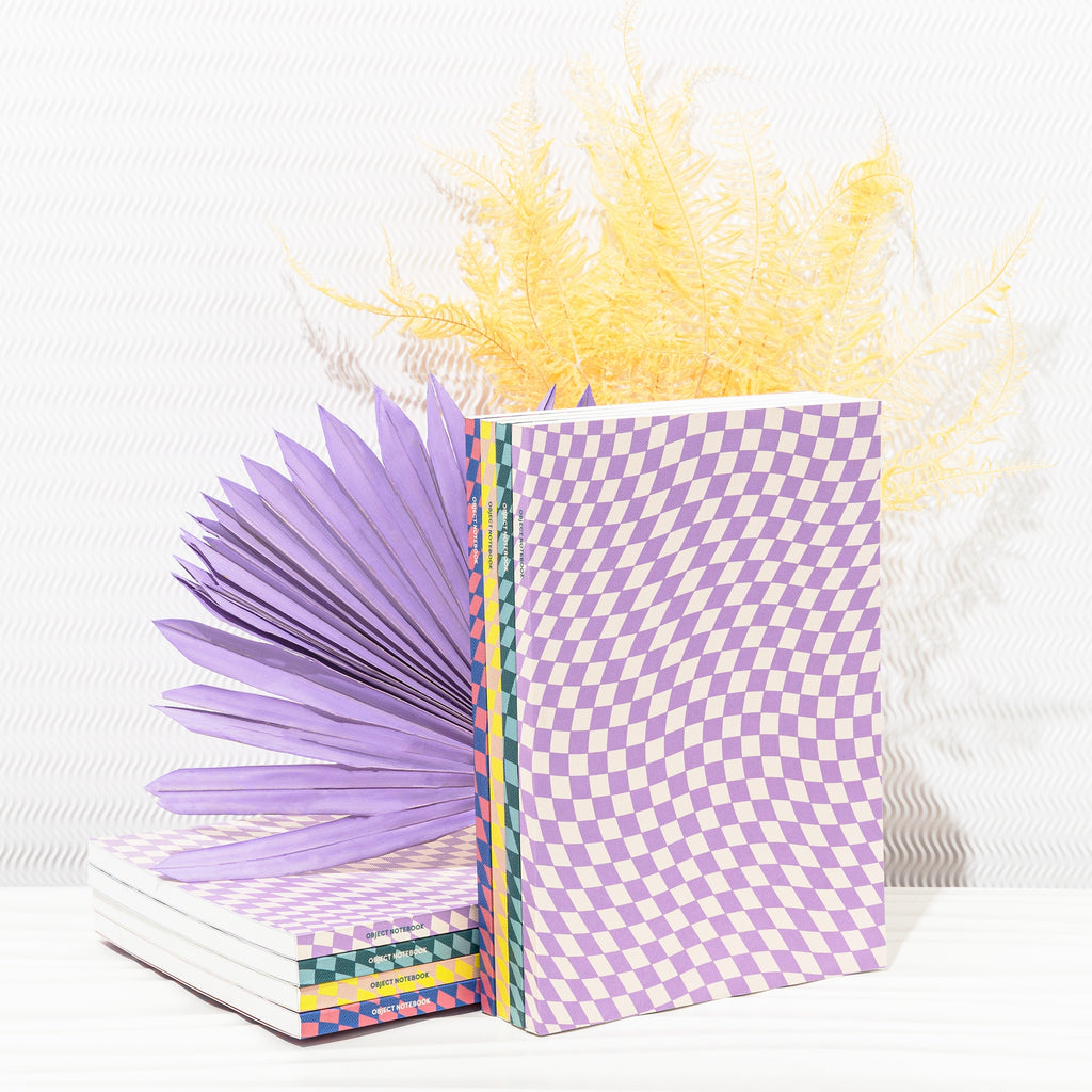 Lavender Purple Warped Checker Blank Notebook at Golden Rule Gallery
