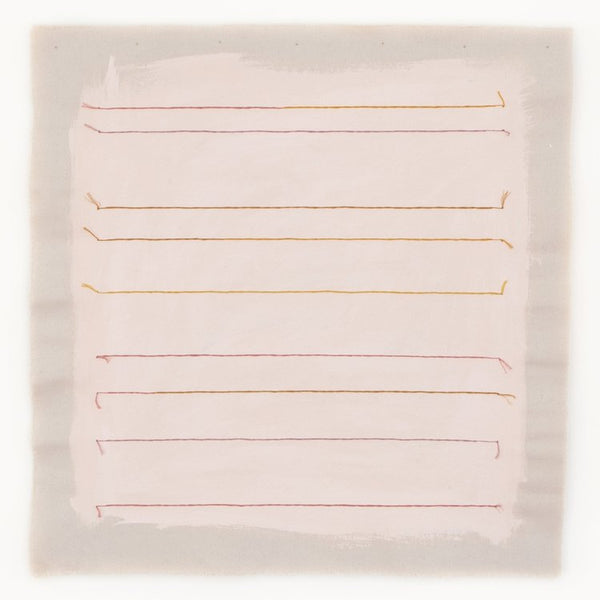 "Pale Pink With Dusty Rose Stripes" Archival Fine Art Print | Pastel Pink Stripes Minimalist Abstract Art Print | Emily Keating Snyder Prints | Abstract Embroidery Artwork | Golden Rule Gallery | Excelsior, MN | Art Prints