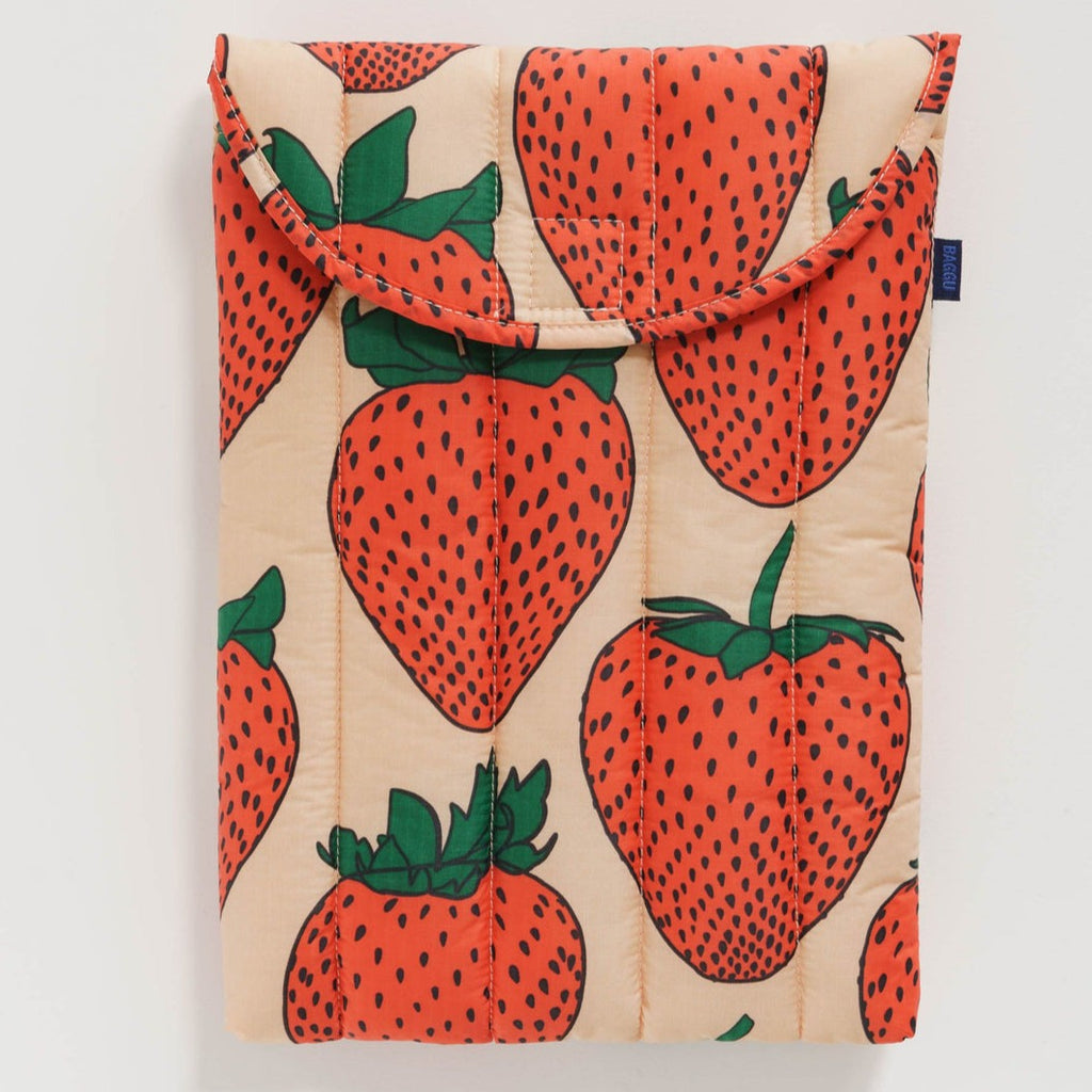 Baggu Puffy Laptop Sleeve in Strawberry at Golden Rule Gallery in Excelsior, MN