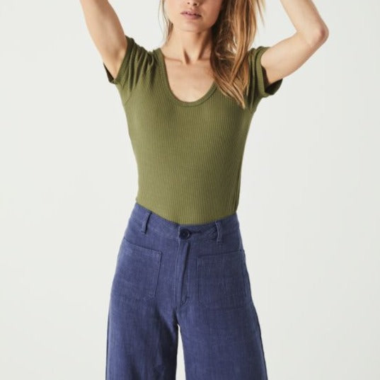 Wide Leg Blue Pants | Flared Blue Pants | Super Sailor Pants | French Blue Rollas | Rolla's Flared Pants | Excelsior, MN | Golden Rule Gallery | Pants | Apparel | High Rise French Blue Pants