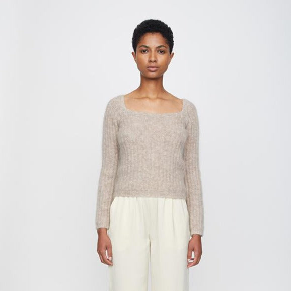 Lytt Knit Sweater | Taupe Square Neck Sweater | Sustainable Clothing | JUST Female | Apparel | Golden Rule Gallery | Tops | Excelsior, MN