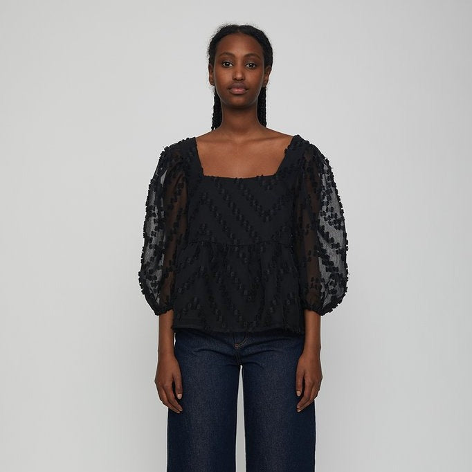 Dainty Black Blouse | JUST Female Apparel | Black Lulu Blouse | Golden Rule Gallery | Excelsior, MN | Clothes | Tops 