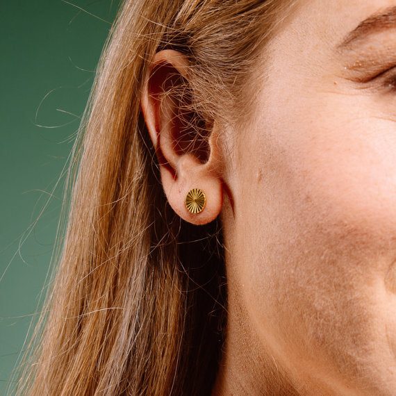 Tiny Brass Vintage Earrings | Brass Tiny Circle Studs | Michelle Starbuck Designs | Golden Rule Gallery | Excelsior, MN | Jewelry | Earrings