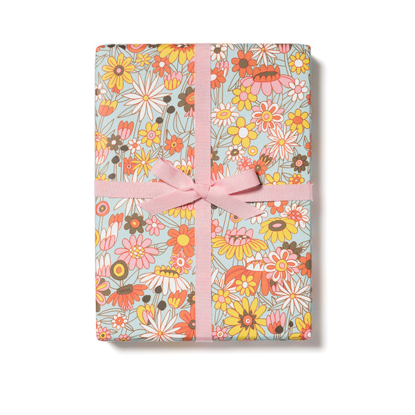 Groovy Bloom Wrapping Paper | Floral Gift Wrap Sheets | Wrap Magazine | Wrap | Golden Rule Gallery | Excelsior, MN | 70s Patterned Gift Wrap