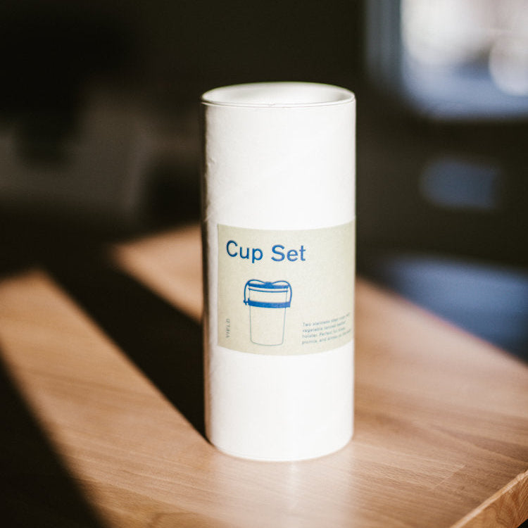 Travel Cup Set | YIELD | YIELD Leather and Steel Cup Set | Golden Rule Gallery | Excelsior, MN