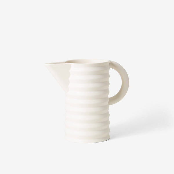 Pleated White Pitcher at Golden Rule Gallery