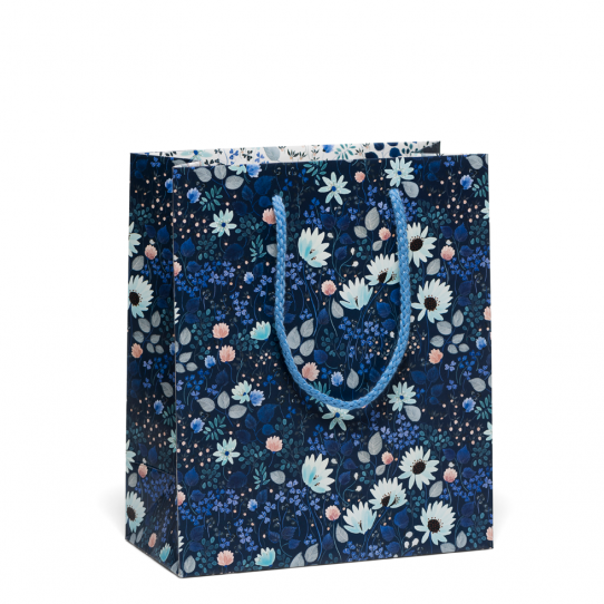 Blue floral printed gift bag for presents