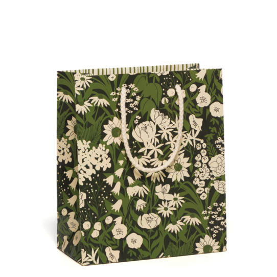Green floral printed gift bag for presents