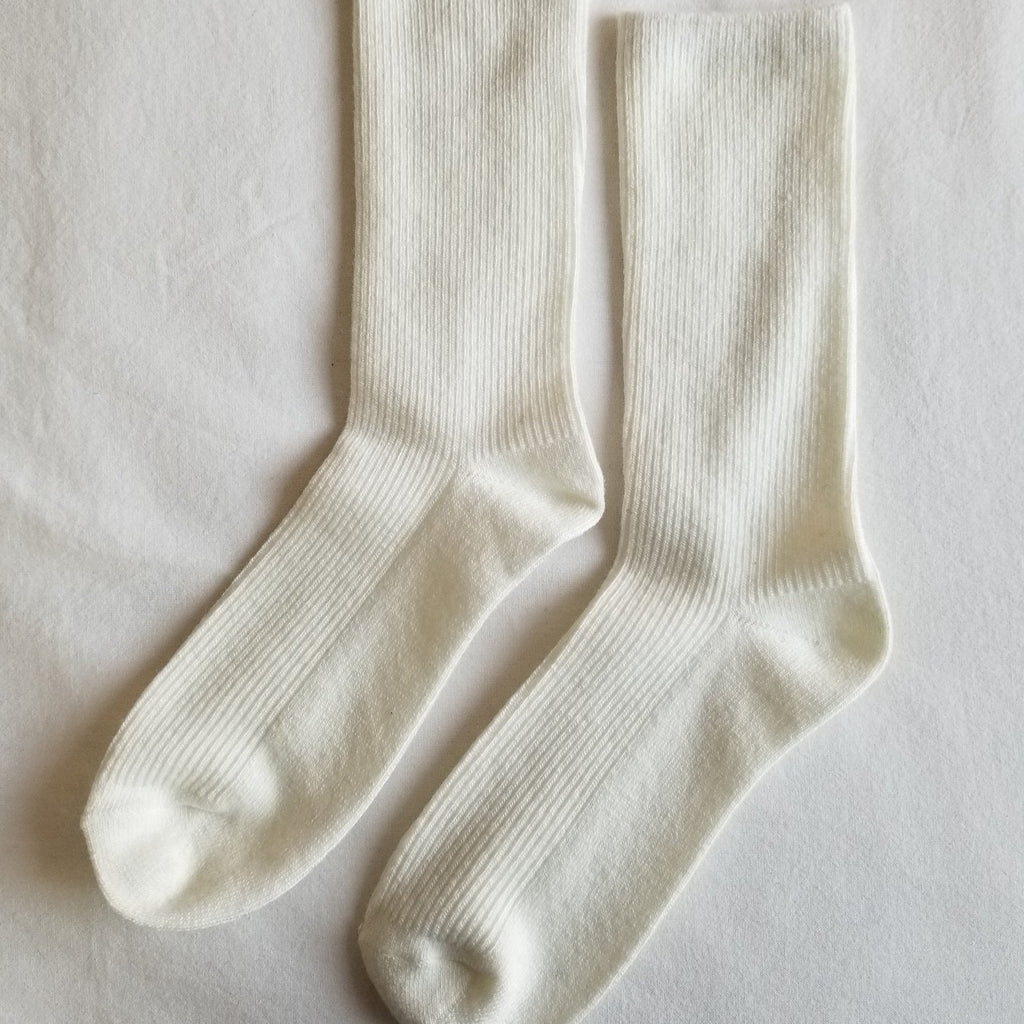 Tall Ribbed Cashmere Socks in Sugar
