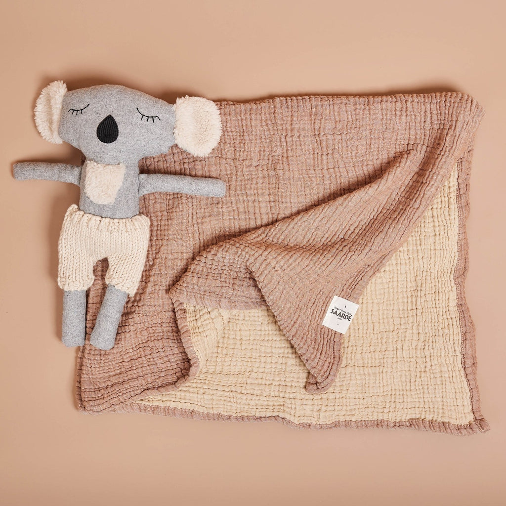 Saardé Crinkle Baby Blanket in Toffee at Golden Rule Gallery