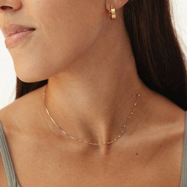 Delicate Staple Box Chain Necklace in Gold Filled 