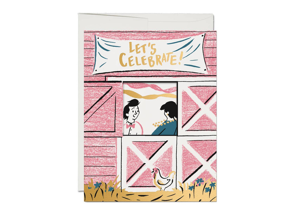 Let's Celebrate Square Dance Barn Party Greeting Card at Golden Rule Gallery
