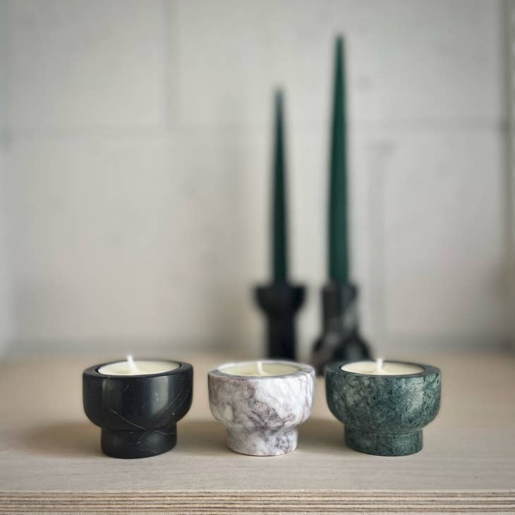 Como Set of Tealight Candle Holders in Forest Green at Golden Rule Gallery
