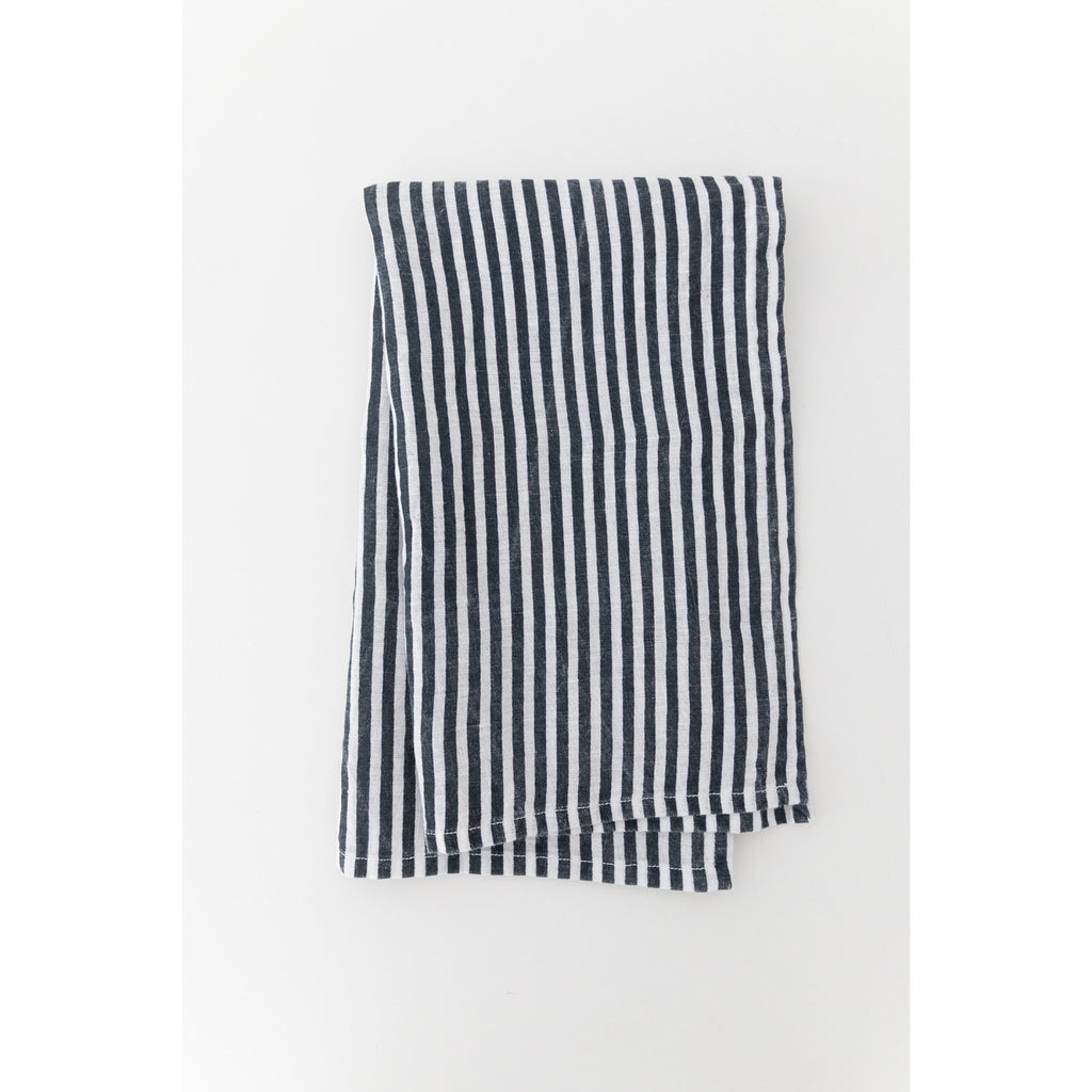Navy Linen Stripe Tea Towel by Heirloomed Collection