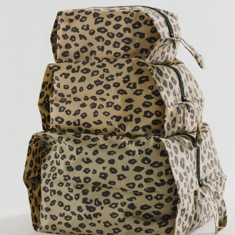 3D Zip Bag Set in Honey Leopard | Baggu Travel Set | Golden Rule Gallery | Excelsior, MN