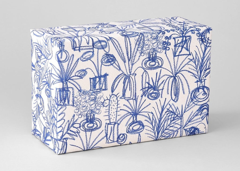 Blue Plants Gift Wrap | Golden Rule Gallery | Abstract Blue Wrapping Paper | Plants Gift Wrap | Excelsior, MN