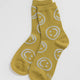 Mustard Yellow Smiley Face Crew Socks by Baggu
